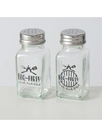 Boltze 2-delige set: kruidenstrooiers "BBQ" transparant/zwart