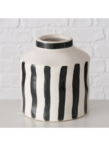 Boltze Vase ''Prymus'' in Weiß/ Schwarz - (H)14 x Ø 13 cm