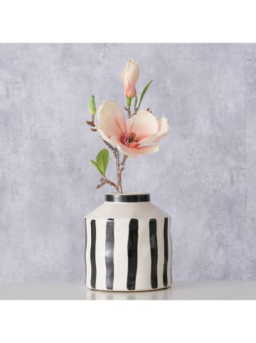 Boltze Vase ''Prymus'' in Weiß/ Schwarz - (H)14 x Ø 13 cm