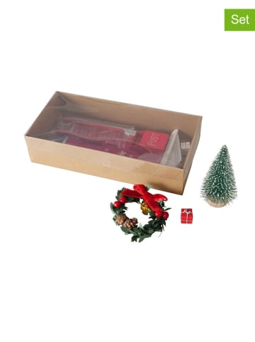 Boltze 8-delige set: decoratieve objecten "Matteüs" rood/groen - (B)12 x (H)20 cm