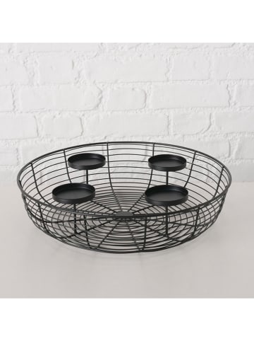 Boltze Kaarsenhouder "Matilde" zwart - (H)8 x Ø 36 cm