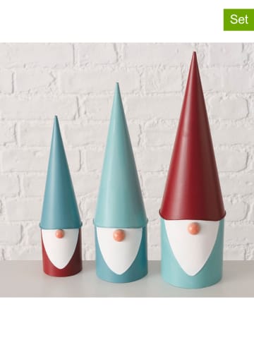 Boltze 3er-Set: Dekofiguren "Remsy" in Rot/ Mint