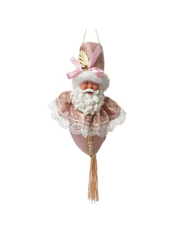 Clayre & Eef Dekoanhänger "Weihnachtsmann" in Rosa - (L)35 x  Ø 8 cm