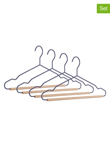Bizzotto 4-delige set: kledinghangers blauw/beige - (B)41,5 x (H)20 cm