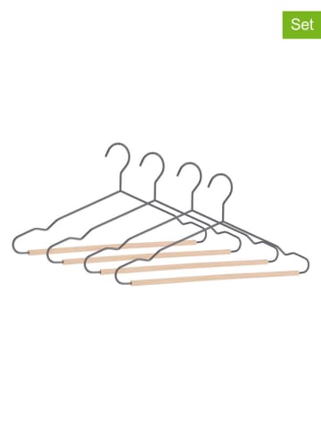 Bizzotto 4-delige set: kledinghangers antraciet/beige - (B)41,5 x (H)20 cm