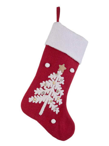 Bizzotto Weihnachtsstrumpf "Furry" in Rot/ Weiß - (L)45 x (B)28 cm