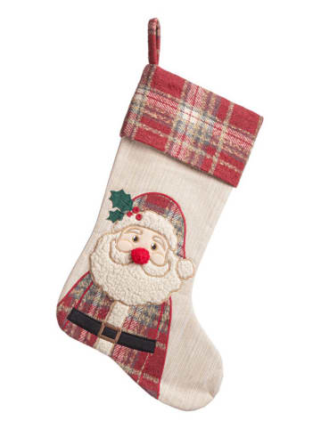 Bizzotto Weihnachtsstrumpf "Santa" in Beige/ Rot - (L)45 x (B)28 cm