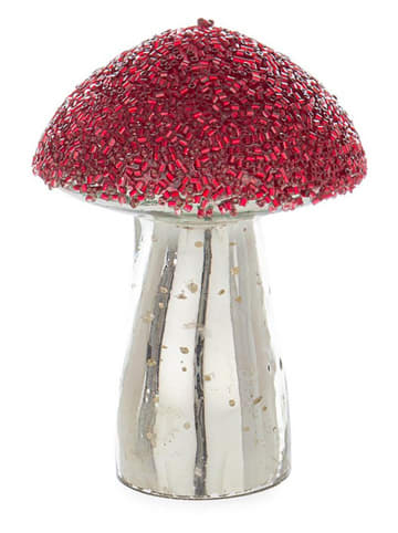 Bizzotto Decofiguur "Mushroom" rood/zilverkleurig - (H)9,5 cm