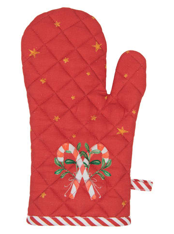 Clayre & Eef Ofenhandschuh in Weiß/ Rot - (L)21 x (B)12 cm