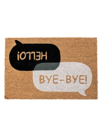 Bizzotto Kokos-deurmat "Hello-Bye Bye" lichtbruin/zwart - (L)60 x (B)40 cm