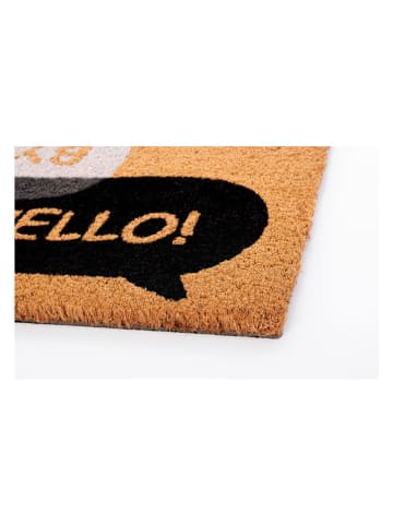 Bizzotto Kokos-deurmat "Hello-Bye Bye" lichtbruin/zwart - (L)60 x (B)40 cm