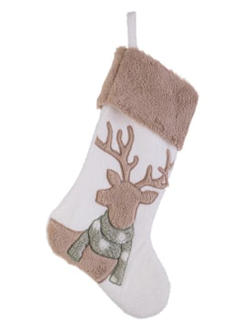 Bizzotto Kerstsok "Mellow" beige/wit - (L)45 x (B)28 cm