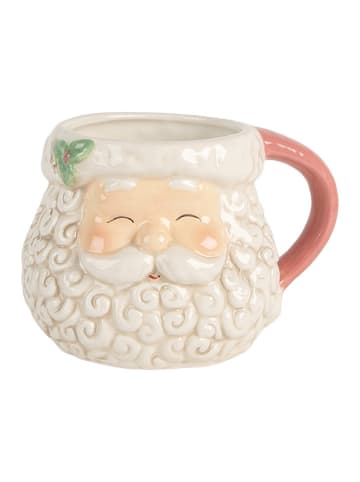 Clayre & Eef Kubek jumbo w kolorze biało-jasnoróżowym - 550 ml