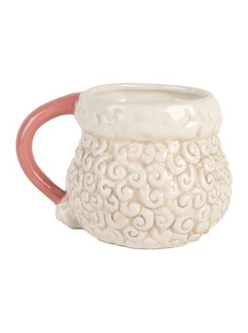 Clayre & Eef Kubek jumbo w kolorze biało-jasnoróżowym - 550 ml