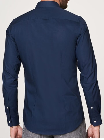 PROFUOMO Blouse - super slim fit - donkerblauw