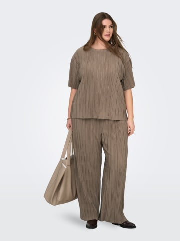 ONLY Carmakoma Plisseehose "Ravenna" in Taupe
