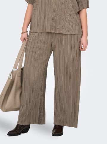 ONLY Carmakoma Plisseehose "Ravenna" in Taupe
