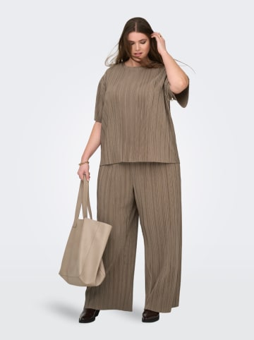 ONLY Carmakoma Plisseebluse "Ravenna" in Taupe