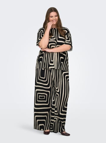 ONLY Carmakoma Plisseebluse "Ravenna" in Schwarz/ Creme