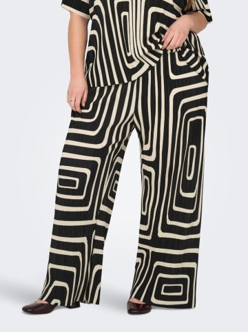 ONLY Carmakoma Plissébroek "Ravenna" zwart/crème