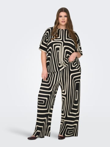 ONLY Carmakoma Plissébroek "Ravenna" zwart/crème