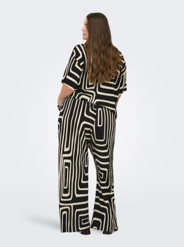 ONLY Carmakoma Plisseehose "Ravenna" in Schwarz/ Creme