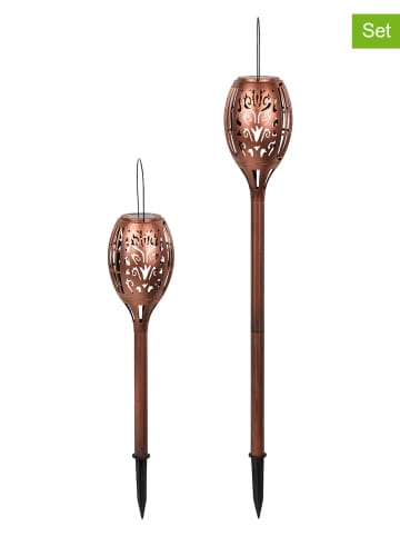 Garden Hero 2-delige set: ledsolartuinstekers koperkleurig