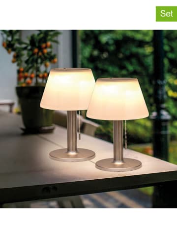 Garden Hero 2er-Set: Solar-Tischleuchten in Weiß/ Silber - (H)28 x Ø 20 cm