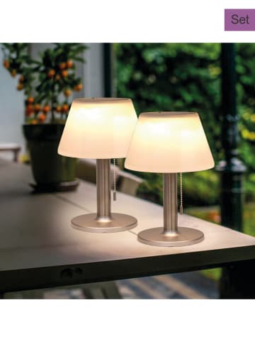 Nature Fellow 2-delige set: LED-solartafellampen grijs/wit - (H)28 x Ø 20 cm