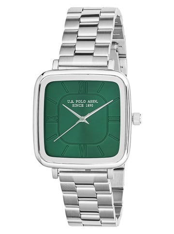U.S. Polo Assn. Zegarek kwarcowy w kolorze srebrno-zielonym