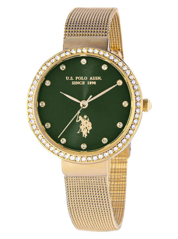 U.S. Polo Assn. Zegarek kwarcowy w kolorze złoto-ciemnozielonym