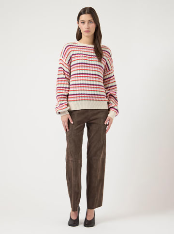 YAS Sweter "Boogie" w kolorze kremowym ze wzorem