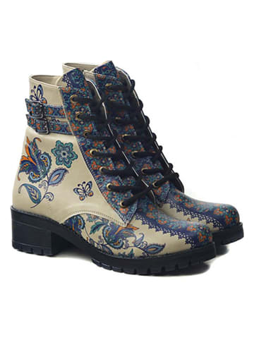 Goby Stiefeletten in Creme/ Blau