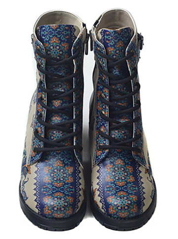 Goby Stiefeletten in Creme/ Blau