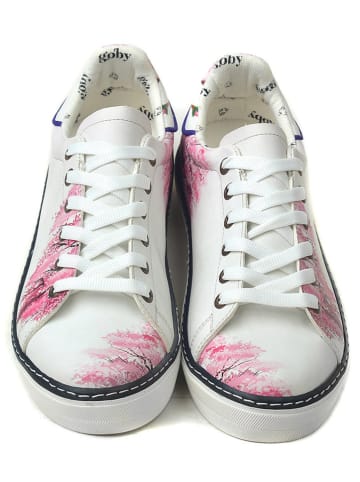 Goby Leder-Sneakers in Weiß/ Rosa