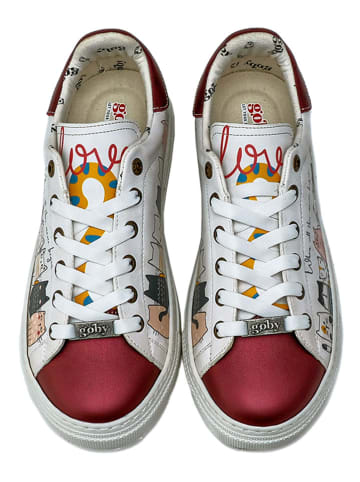 Goby Leder-Sneakers in Bordeaux/ Weiß