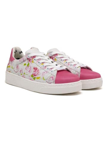 Goby Leder-Sneakers in Weiß/ Pink