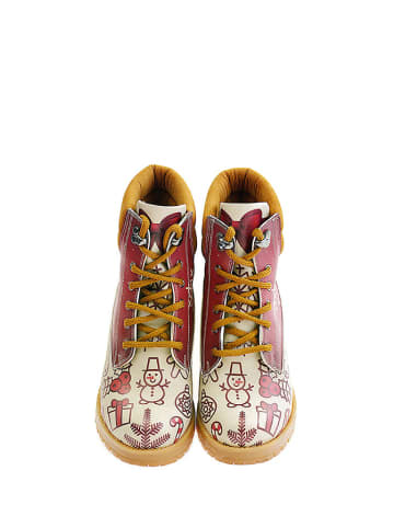 Goby Boots in Beige/ Rot/ Bunt