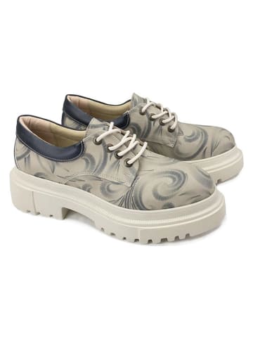 Goby Schnürschuhe in Beige/ Dunkelblau