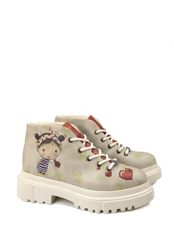 Goby Schnürschuhe in Beige/ Bunt