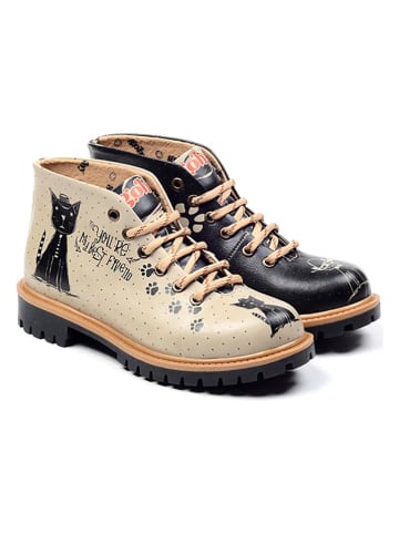 Goby Schnürschuhe in Beige/ Schwarz/ Bunt