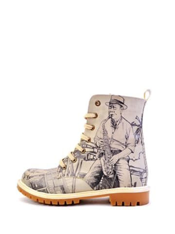 Goby Botki w kolorze beżowym ze wzorem