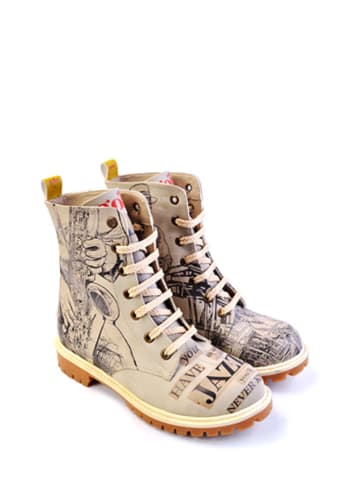 Goby Botki w kolorze beżowym ze wzorem