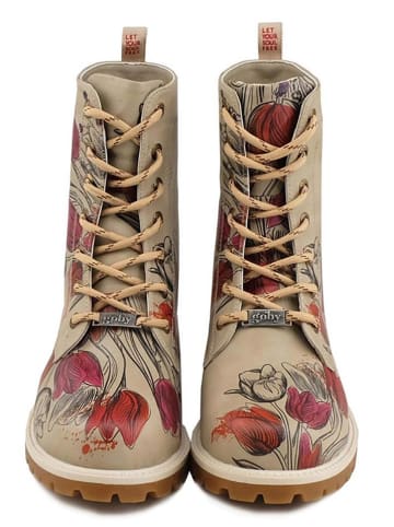 Goby Boots beige/rood