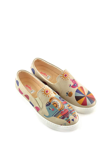 Goby Slipper in Beige/ Bunt