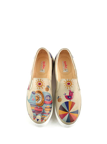 Goby Slipper in Beige/ Bunt