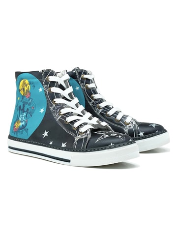 Goby Sneakersy w kolorze czarno-turkusowym ze wzorem