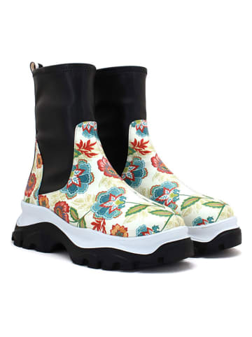 Goby Chelseaboots zwart/crème