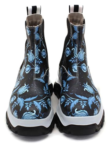 Goby Chelsea-Boots in Schwarz/ Hellblau