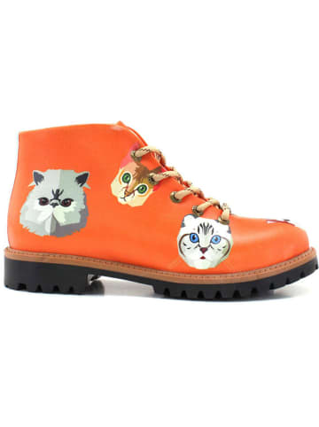 Goby Schnürschuhe in Orange/ Hellblau